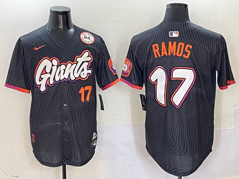 Men San Francisco Giants #17 Ramos Black Second generation Joint Name 2025 Nike MLB Jersey style 3